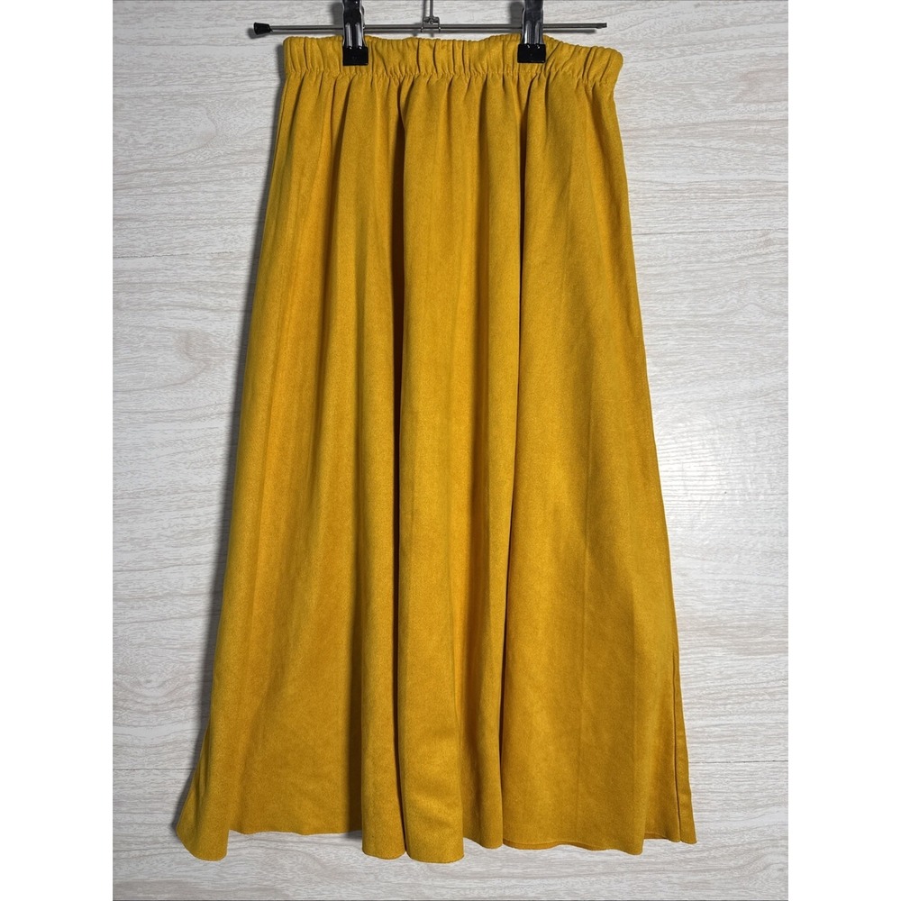 Zara Collection Mustard Yellow Long Flowy Skirt Elastic Waist A-line Small